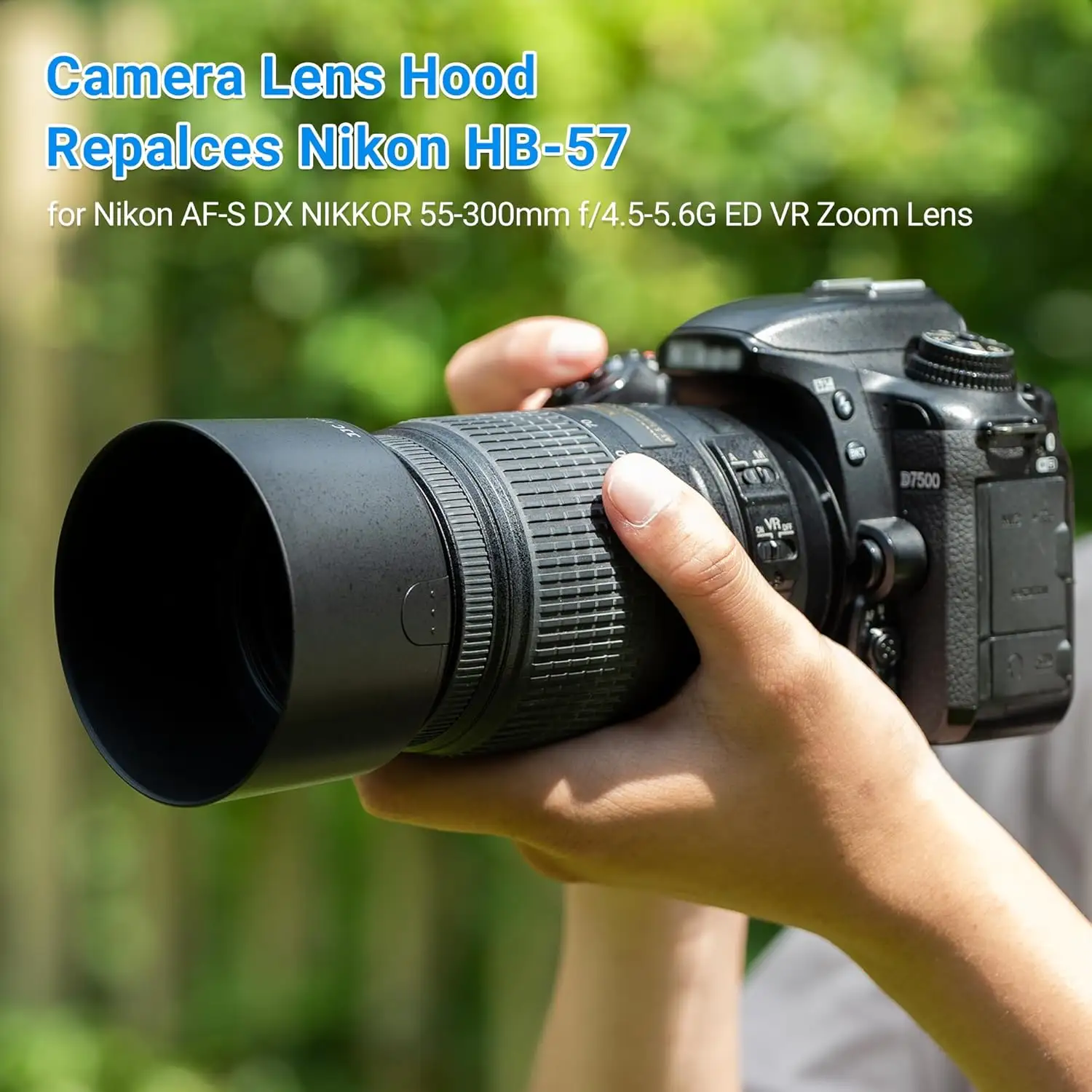 Nikon 55-300mm lens with accessories and case