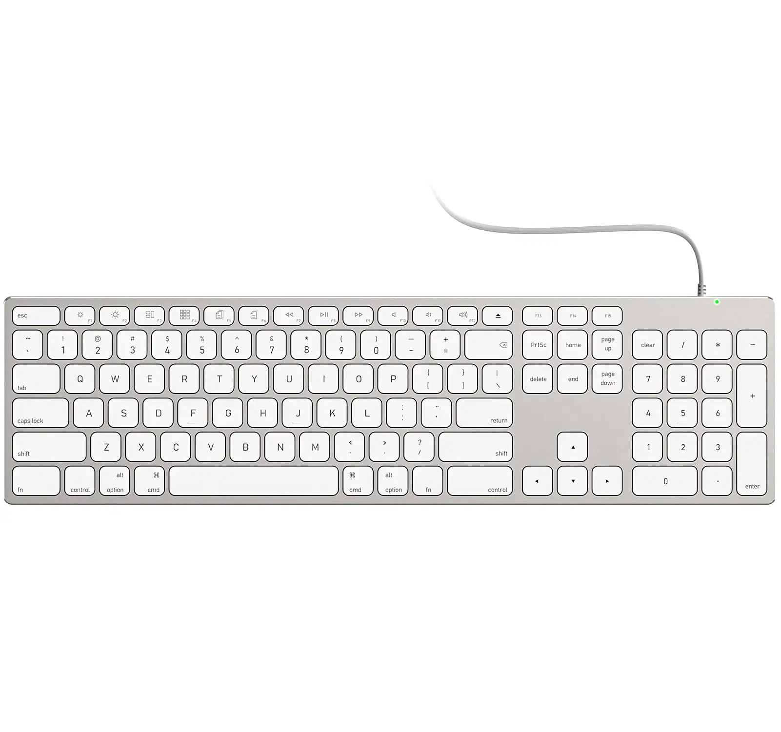 Apple Wired Keyboard close up showing keys and ports