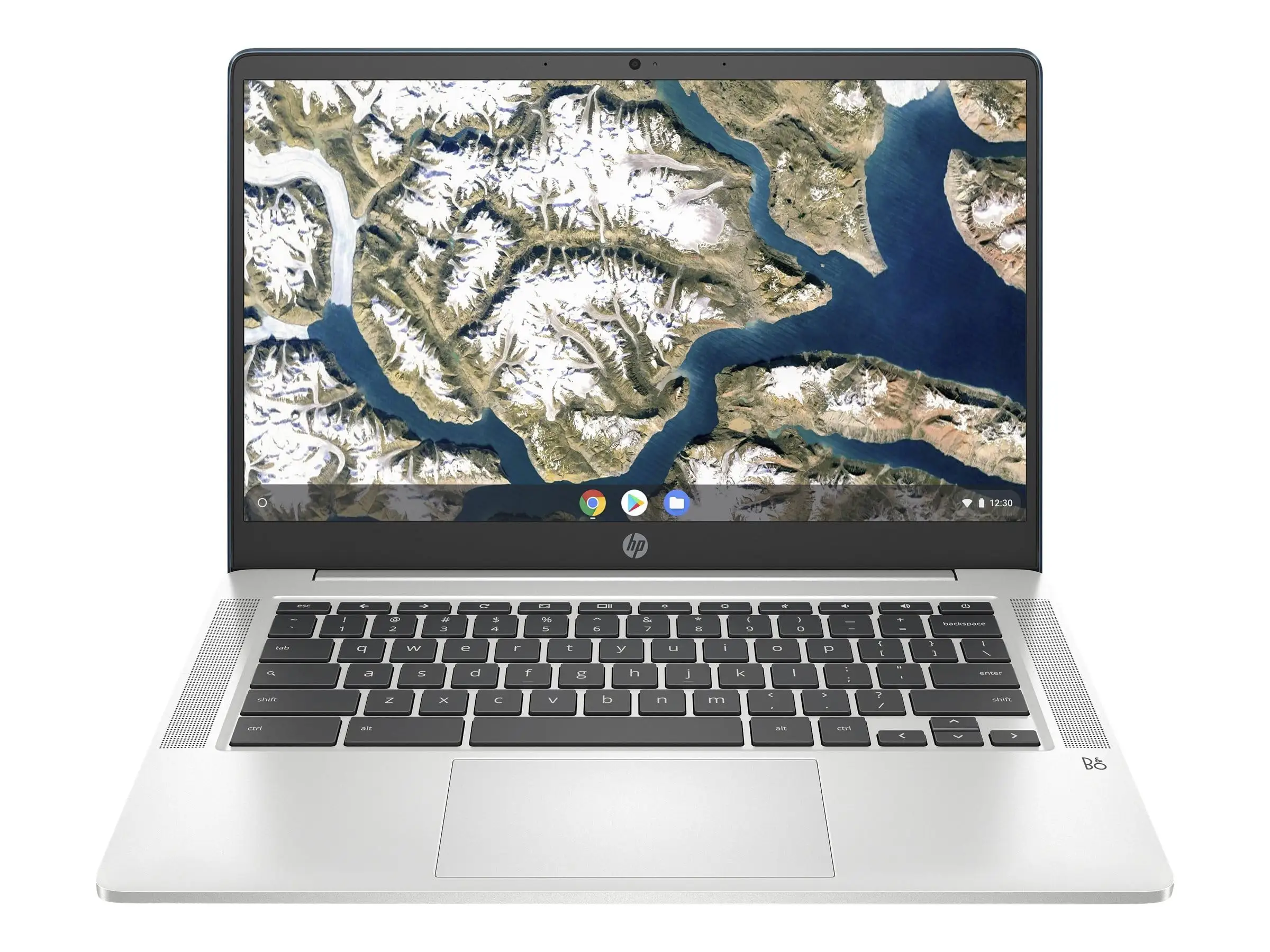 HP Chromebook 14 showing HD display and speakers