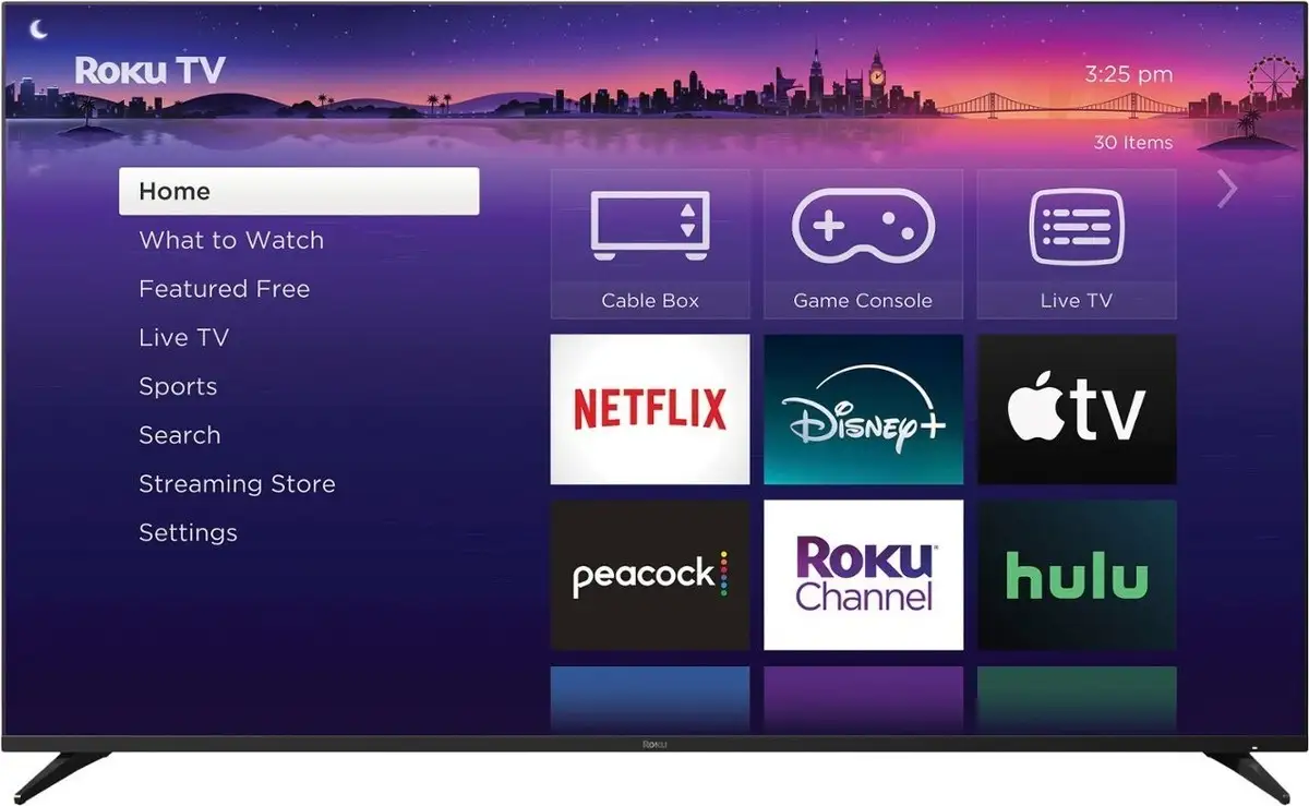 Roku Smart TV 55-Inch Pro Series front view in home theater