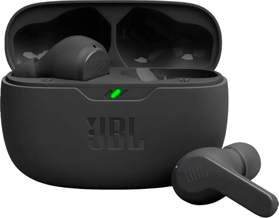 JBL Vibe Beam earbuds with charging case