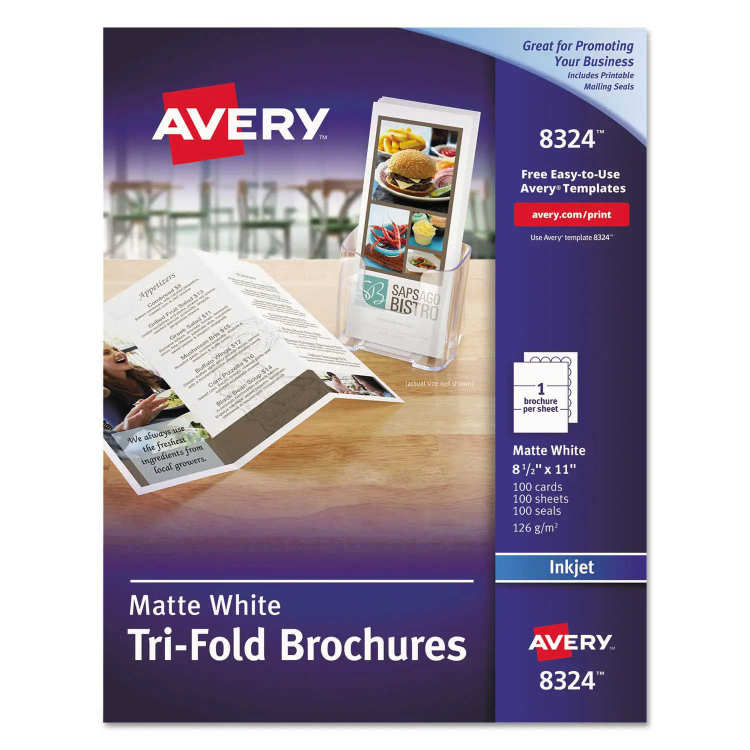 Avery Tri-Fold Brochures boxed retail packaging