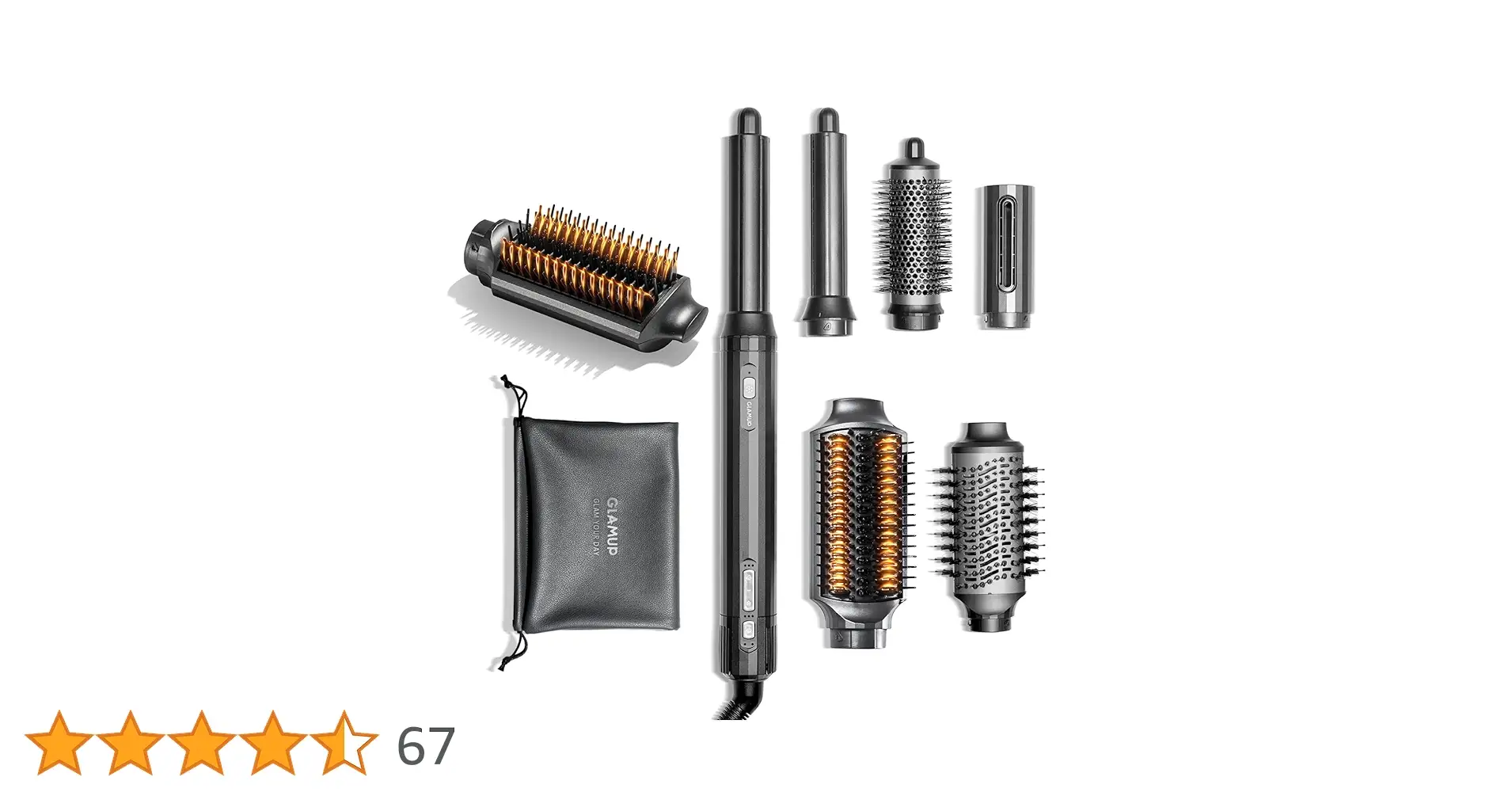 GLAMUP 6 in 1 Hot Air Styler attachments and styling results