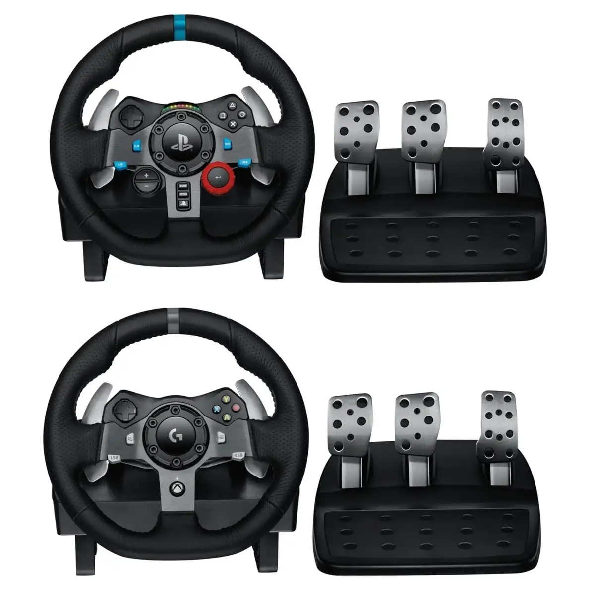 Logitech G920 racing wheel and pedals close-up