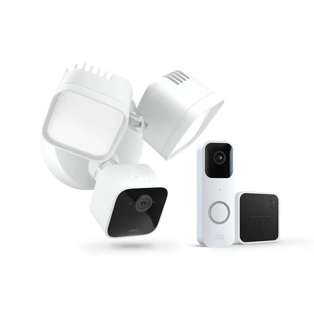 Blink Video Doorbell and Outdoor 4 camera bundle front view