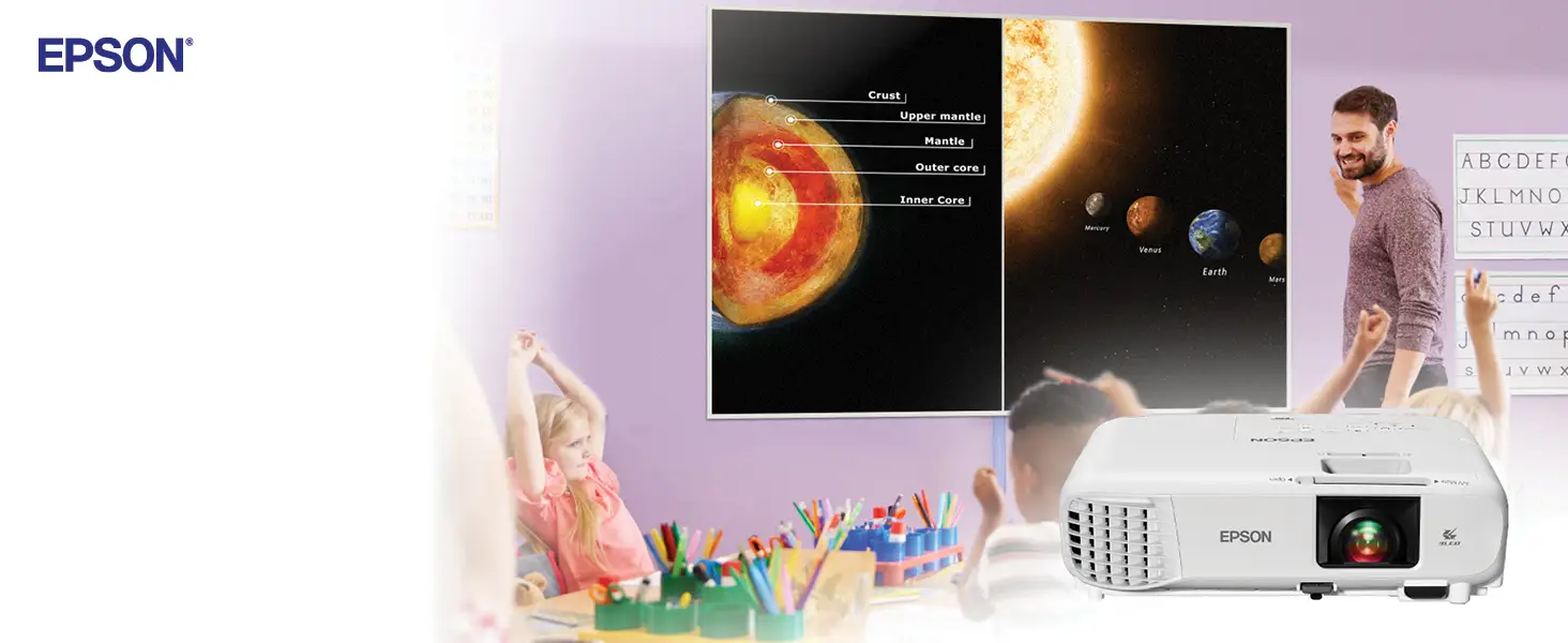 Epson PowerLite X49 projector in classroom setup