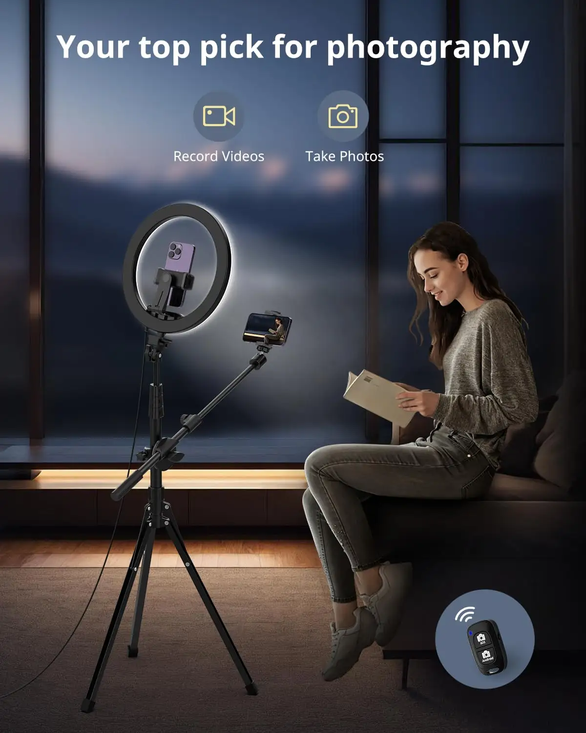 UBeesize Ring Light retail packaging and accessories