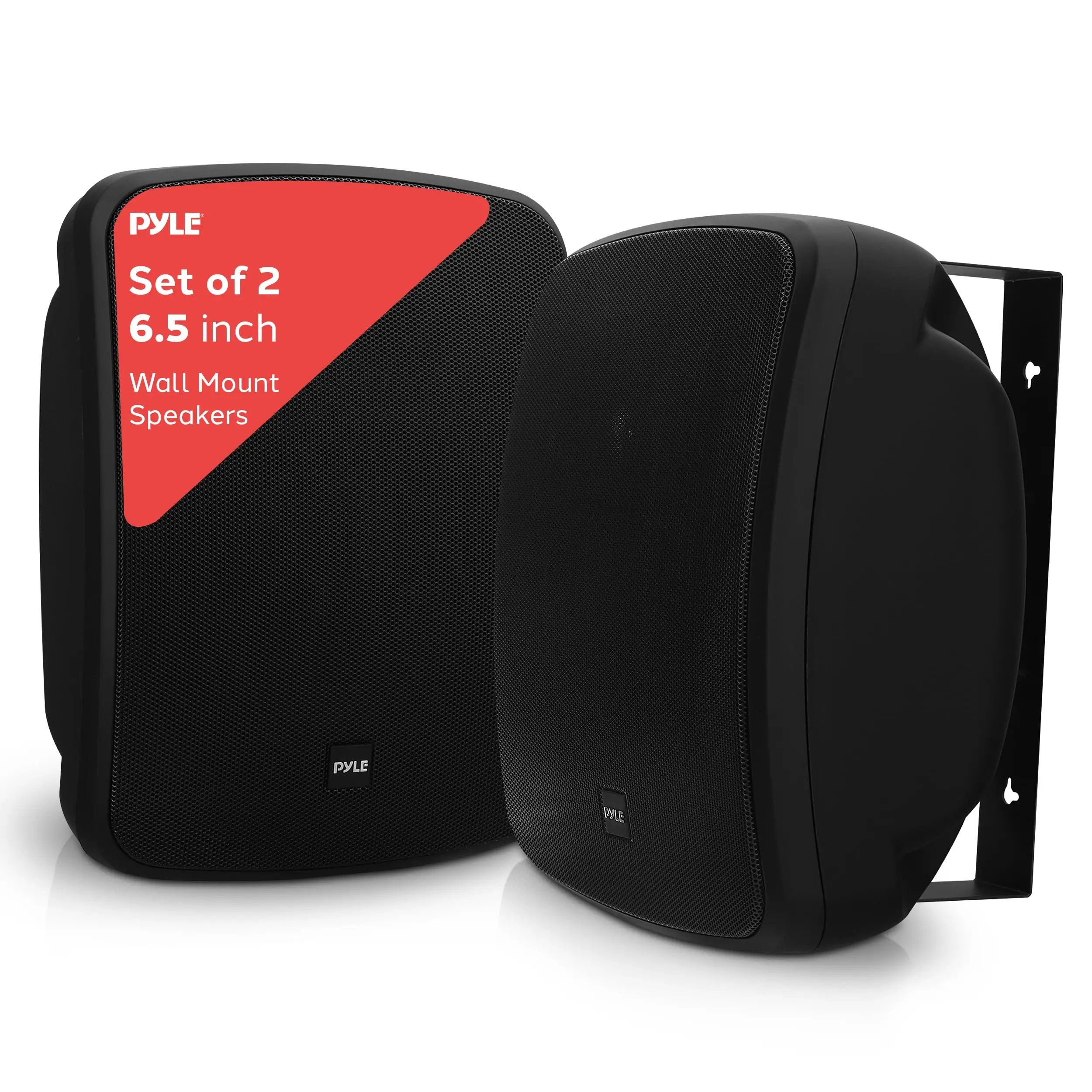 Pyle 6.5-inch wall mount Bluetooth speakers installed outdoors