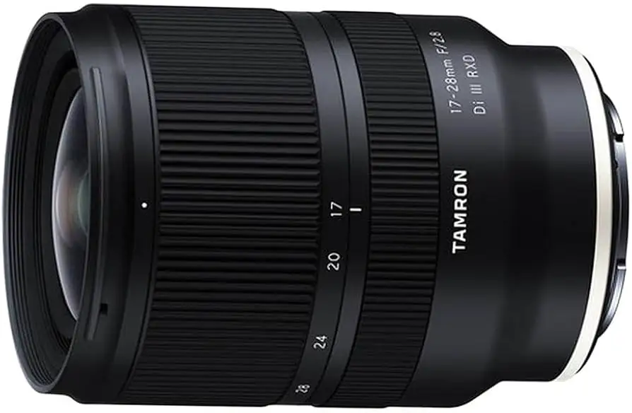 Tamron 17-28mm f/2.8 shown on Sony camera body