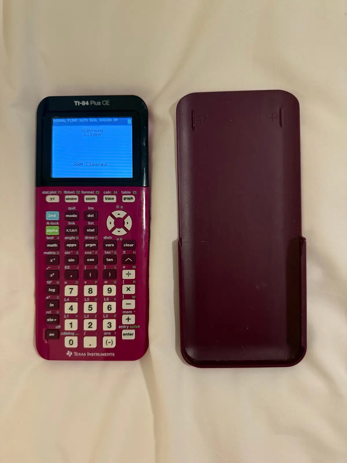 TI-84 Plus CE Coral showing bright color display