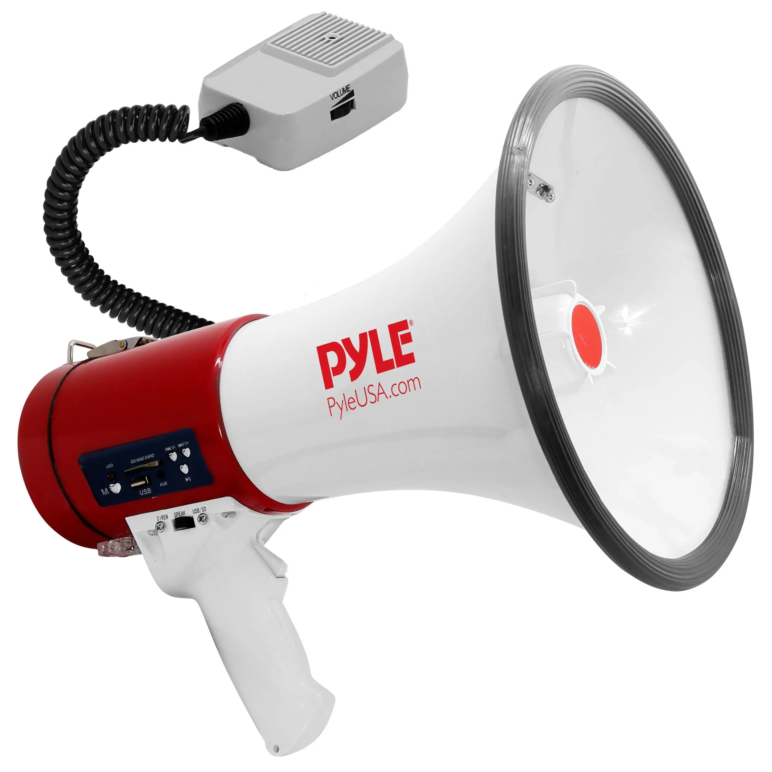 Pyle lightweight megaphone shown in outdoor use
