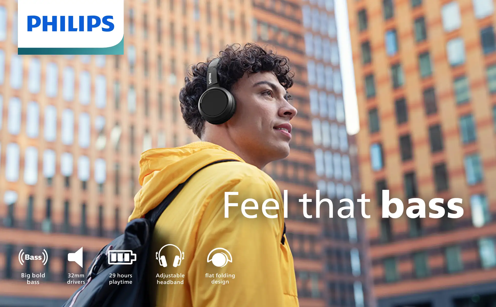 PHILIPS H4205 black on-ear headphones close-up view