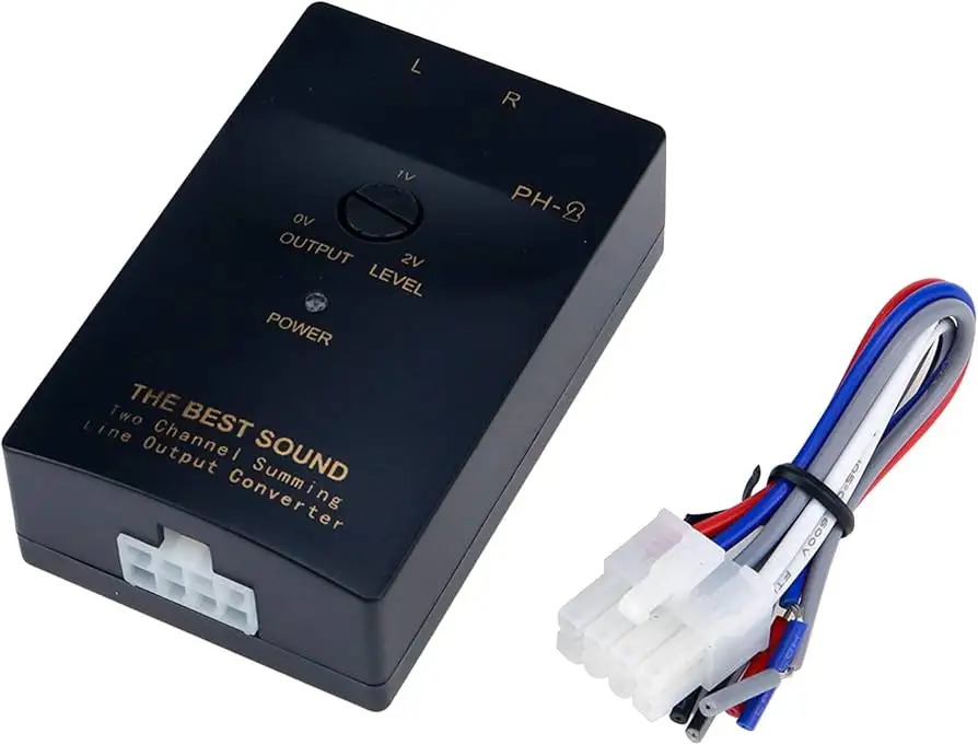 Scosche LOC2SL line output converter in factory stereo setup