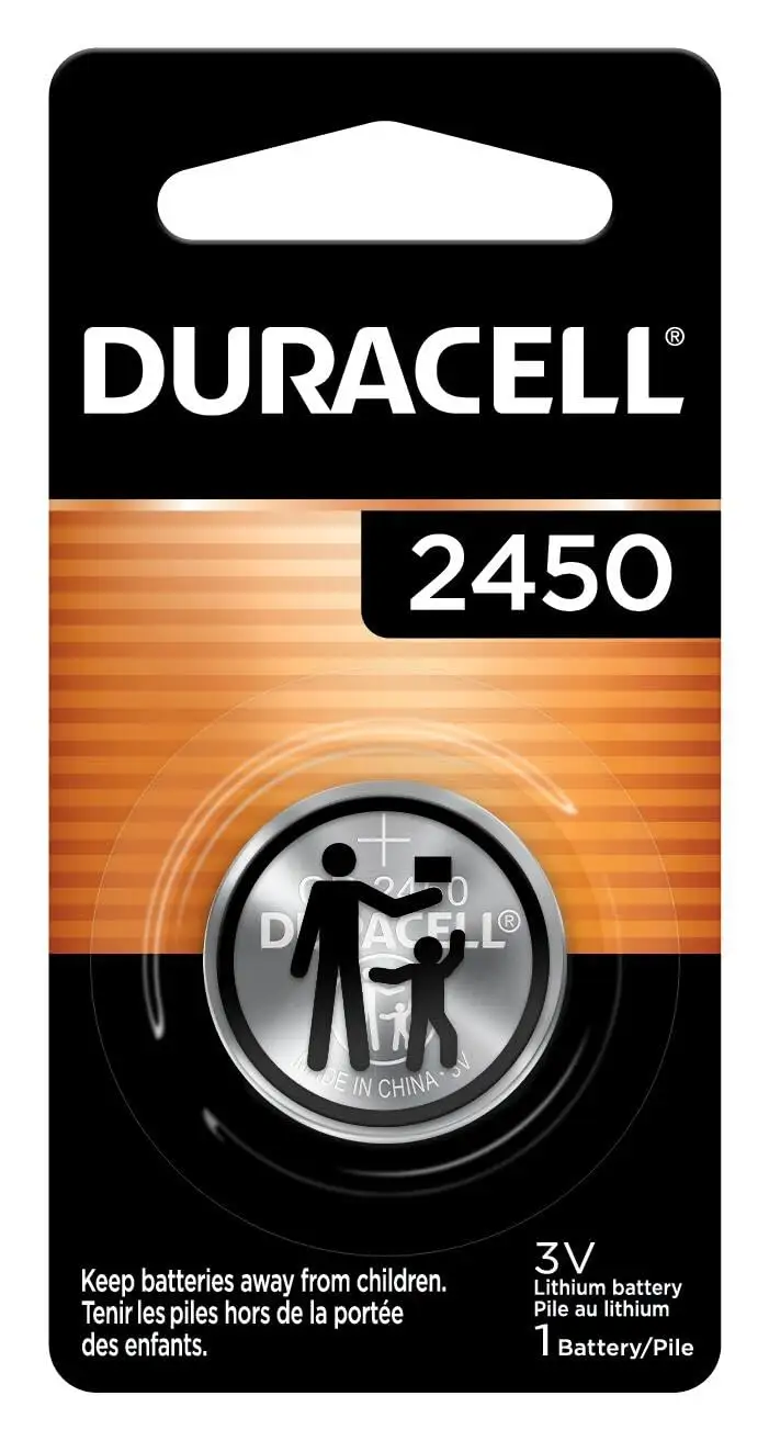 Duracell CR2450 lithium battery retail packaging