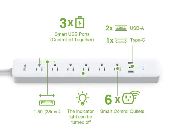GHome Smart Power Strip Alexa Google integration