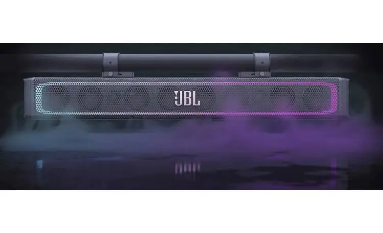 JBL RallyBar soundbar mounted on outdoor vehicle