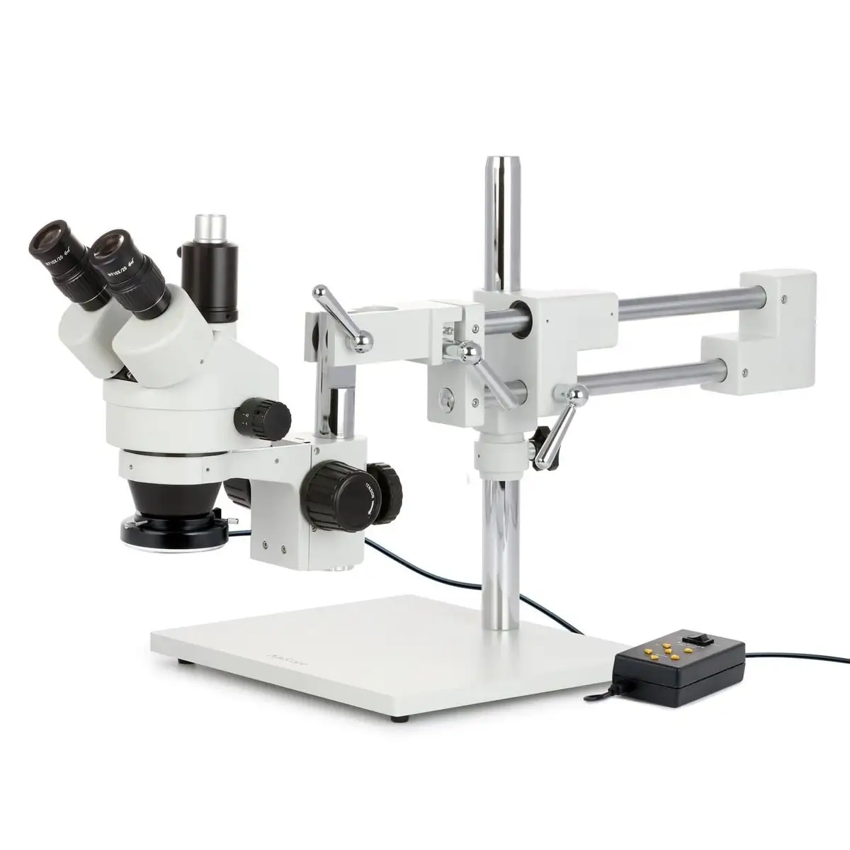 AmScope SM-4TZ-144A trinocular stereo microscope on boom stand