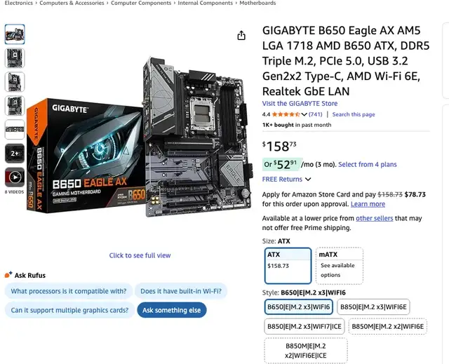 GIGABYTE B650 Eagle AX motherboard front view