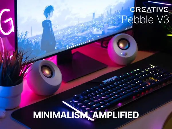 Creative Pebble V3 compact desktop speakers front view