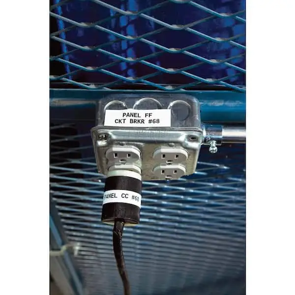 Brady vinyl label applied in industrial setting