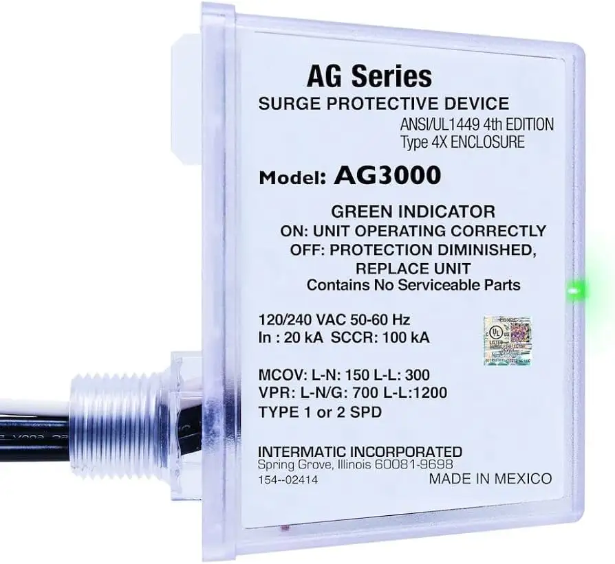 Intermatic AG3000 HVAC surge protector installation example