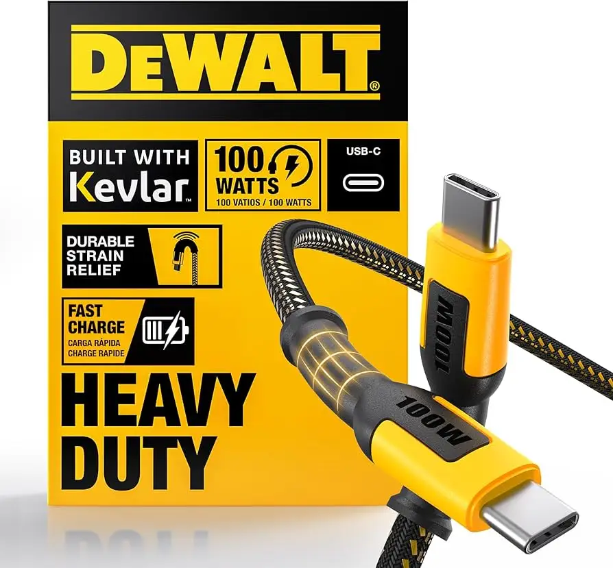 DEWALT USB C Cable durability focus and USB 2.0 limits