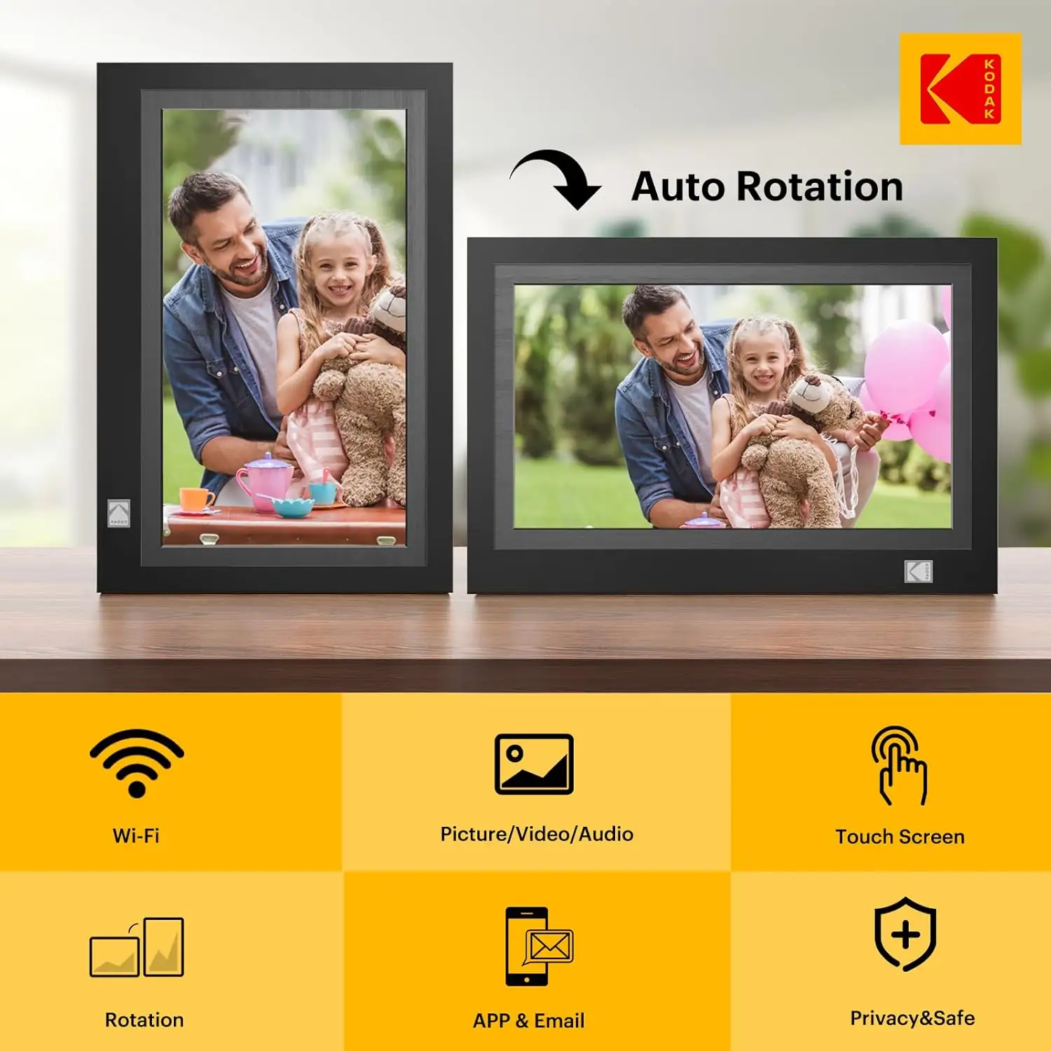 KODAK 10.1 Inch WiFi Digital Picture Frame in living room