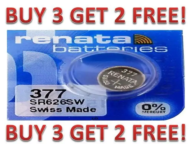 Renata 377 watch battery packaging example