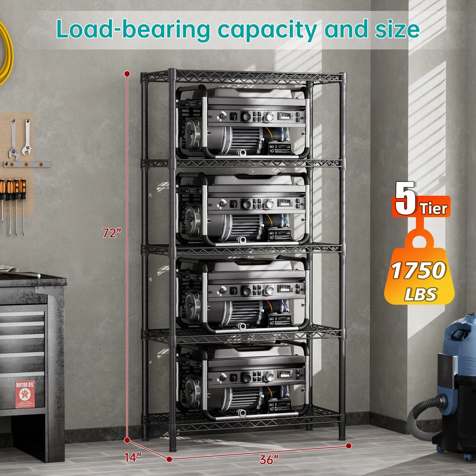 Amazon Basics 5-Shelf Rack adjustable shelf close-up