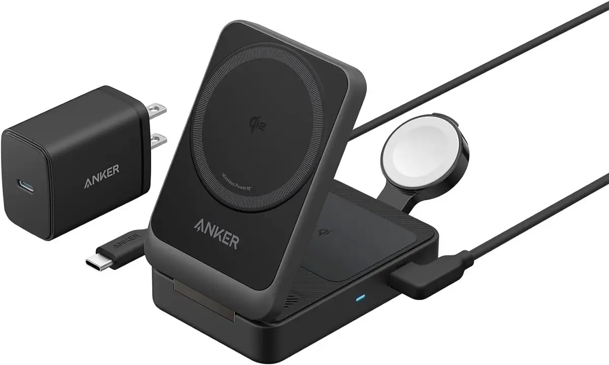 Anker MagGo charger with AirPods pad visible