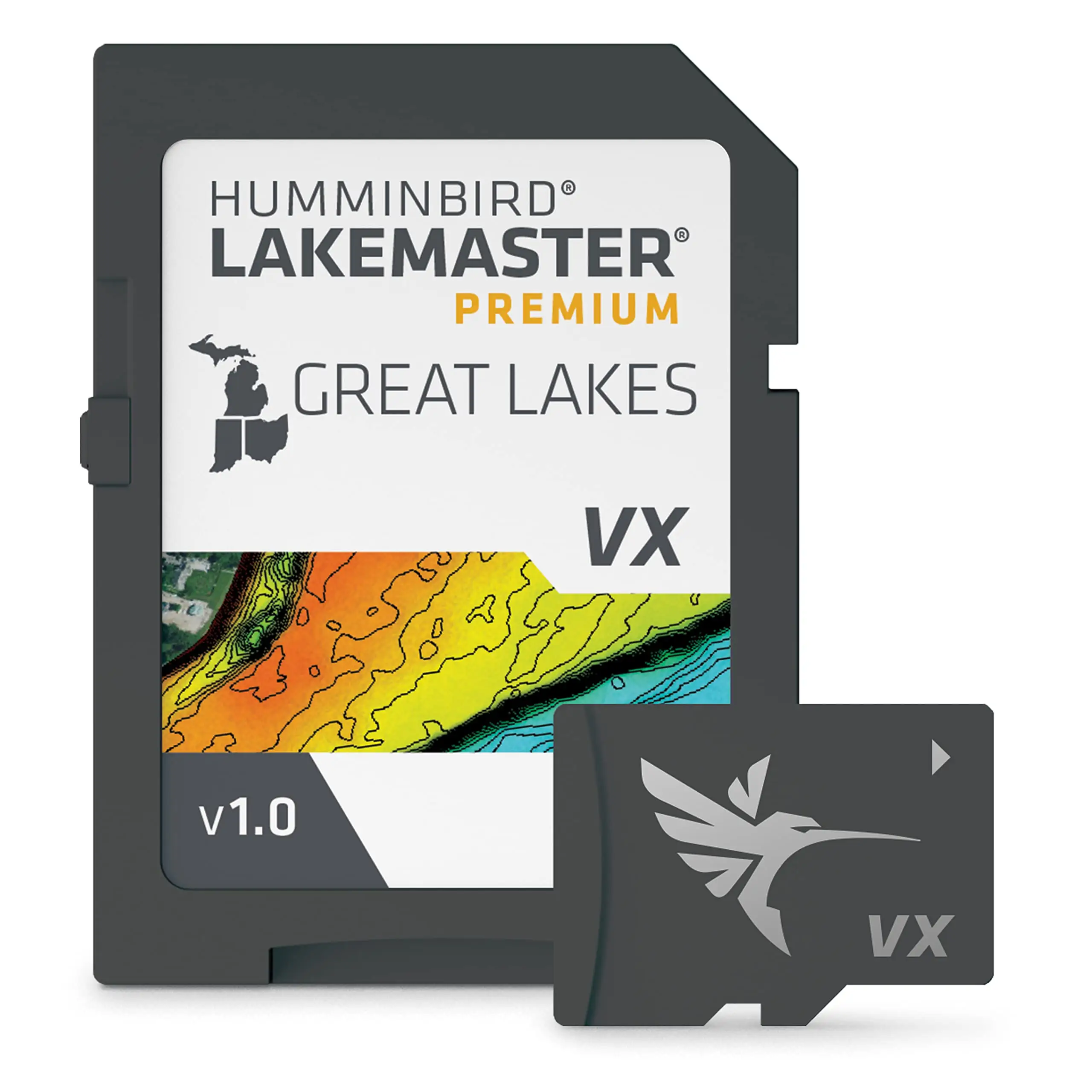 Humminbird LakeMaster Great Lakes SD card in use on fish finder