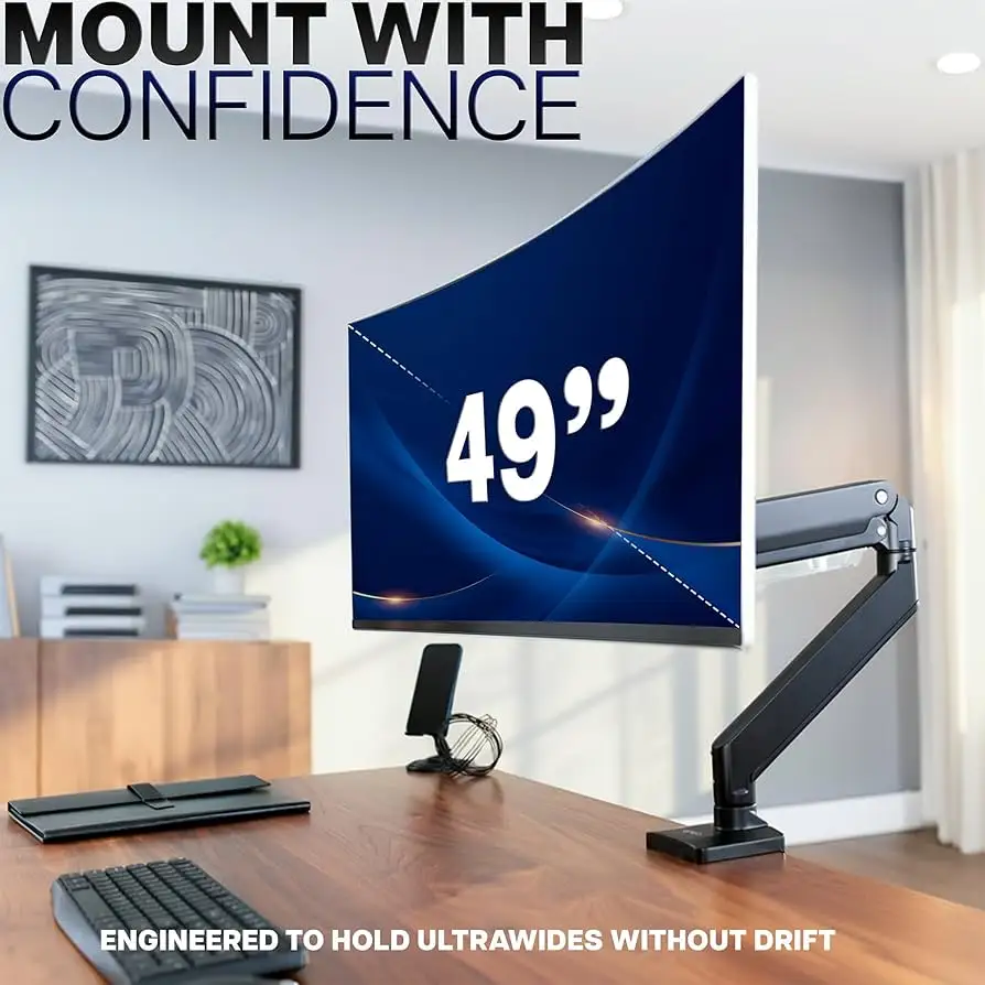 VIVO Premium Ultrawide Monitor Arm closeup view