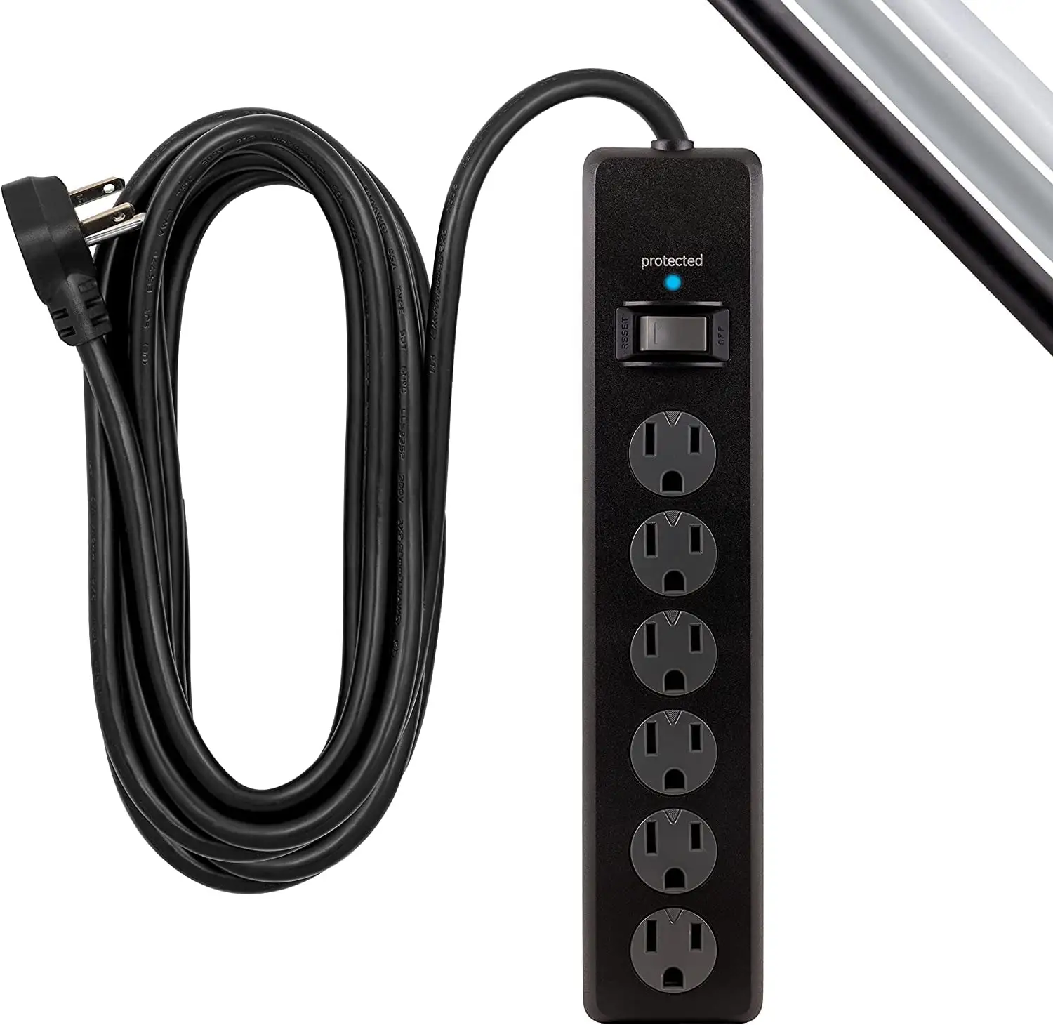 GE 6-Outlet Power Strip with flat plug design