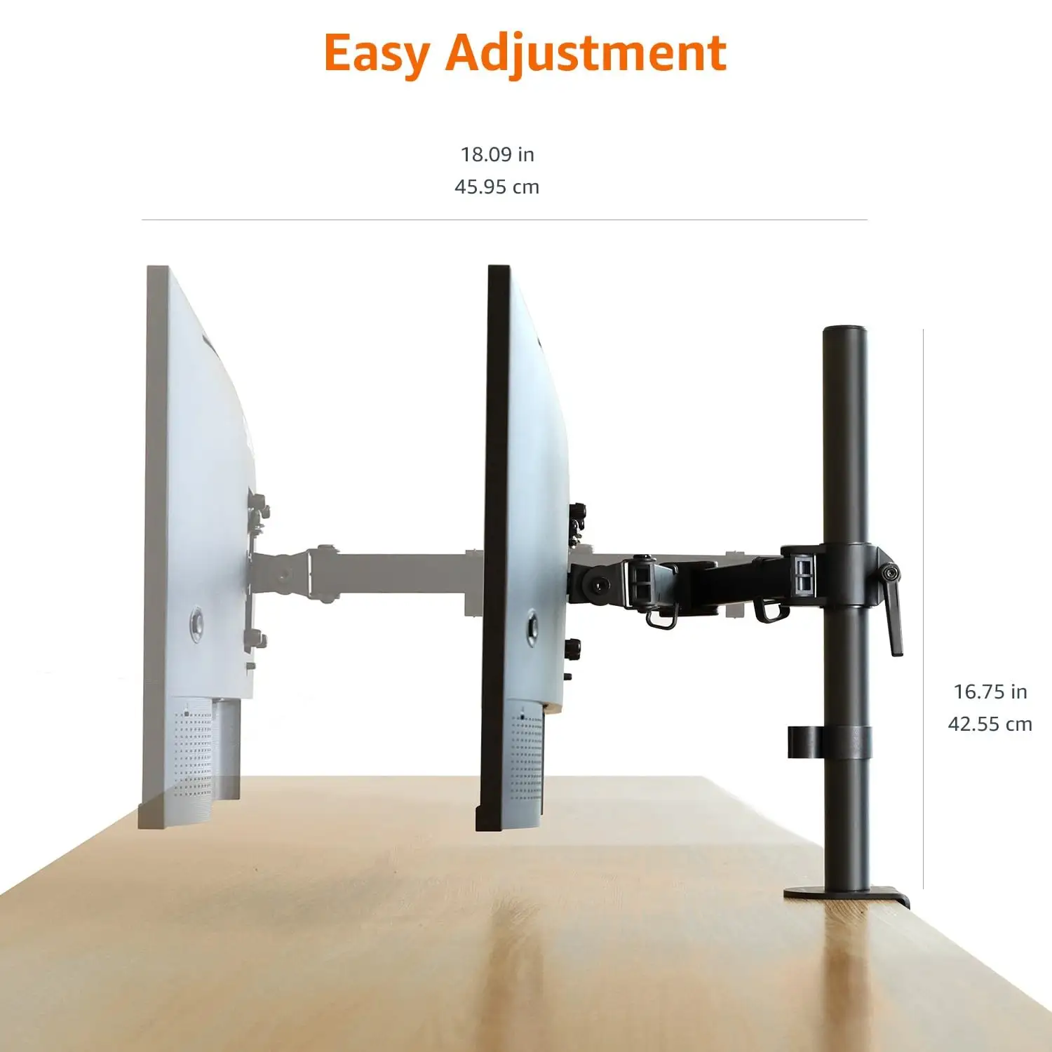 Amazon Basics monitor stand holding ultrawide display