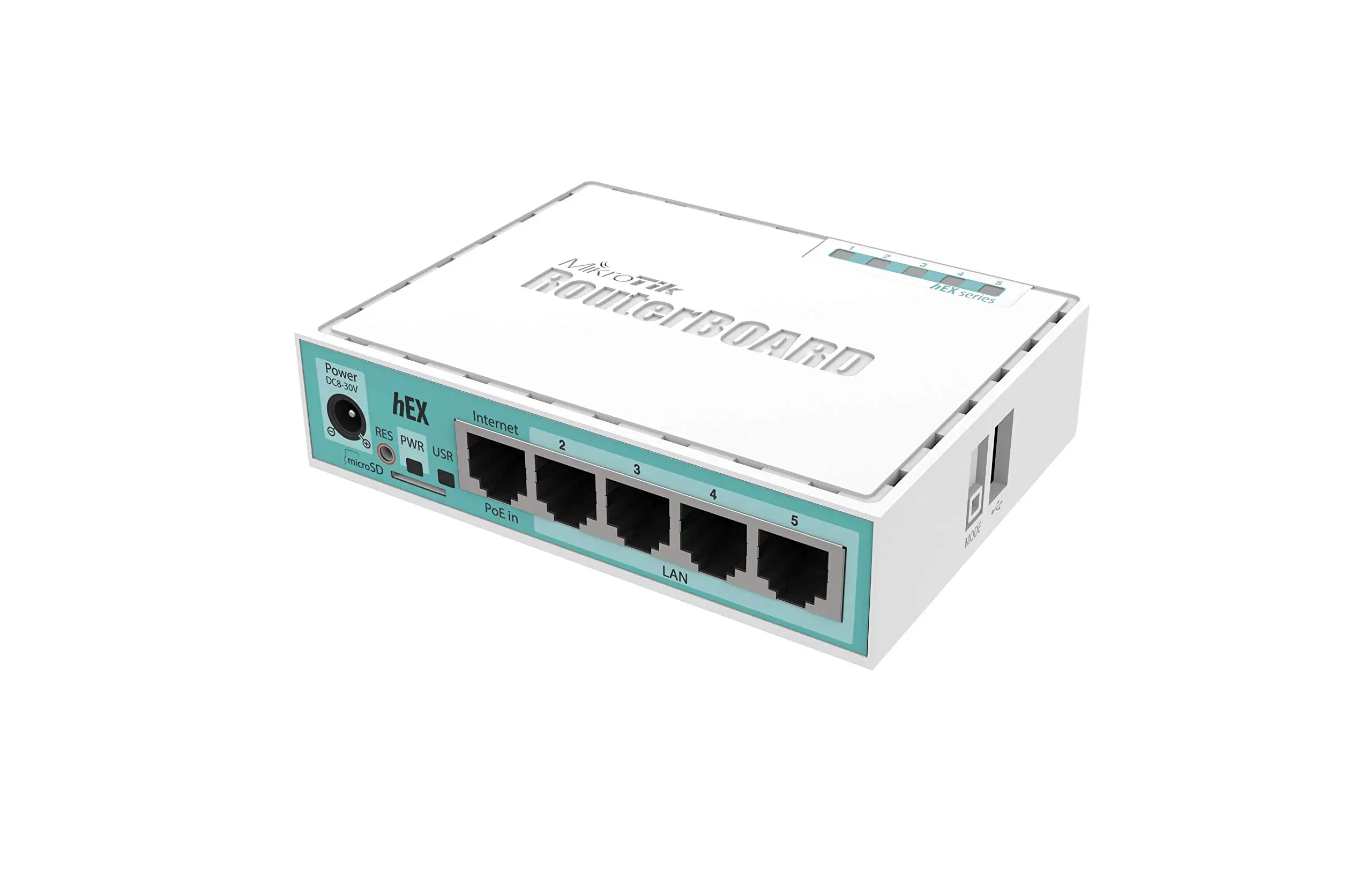 Mikrotik hEX RB750Gr3 router front view