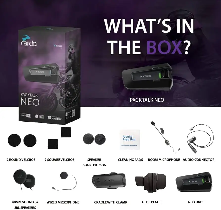 Cardo Packtalk Neo JBL helmet kit sound quality section