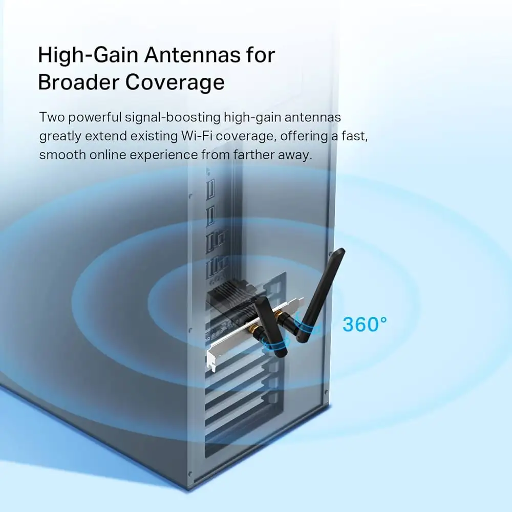 TP-Link Archer TX55E PCIe card heatsink close-up