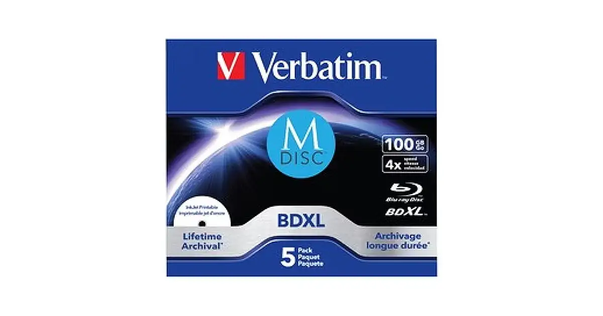 Verbatim M DISC BDXL 100GB Blu-ray packaging