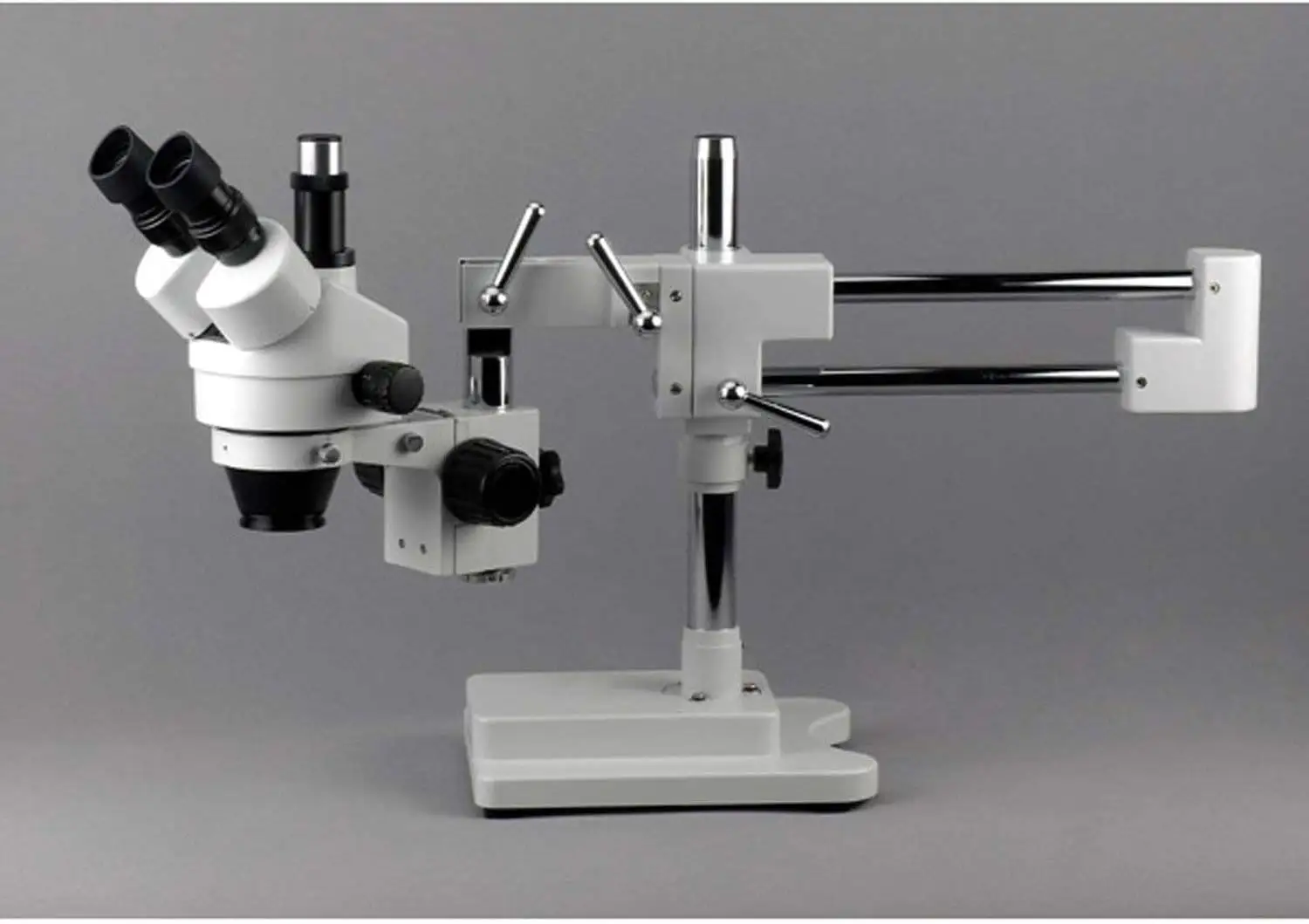 AmScope SM-4TZ-144A microscope setup showing large footprint