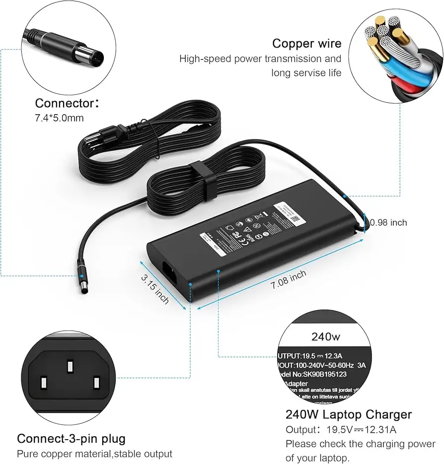 Dell 240W GaN Laptop Charger Review: Portable but Pricey
