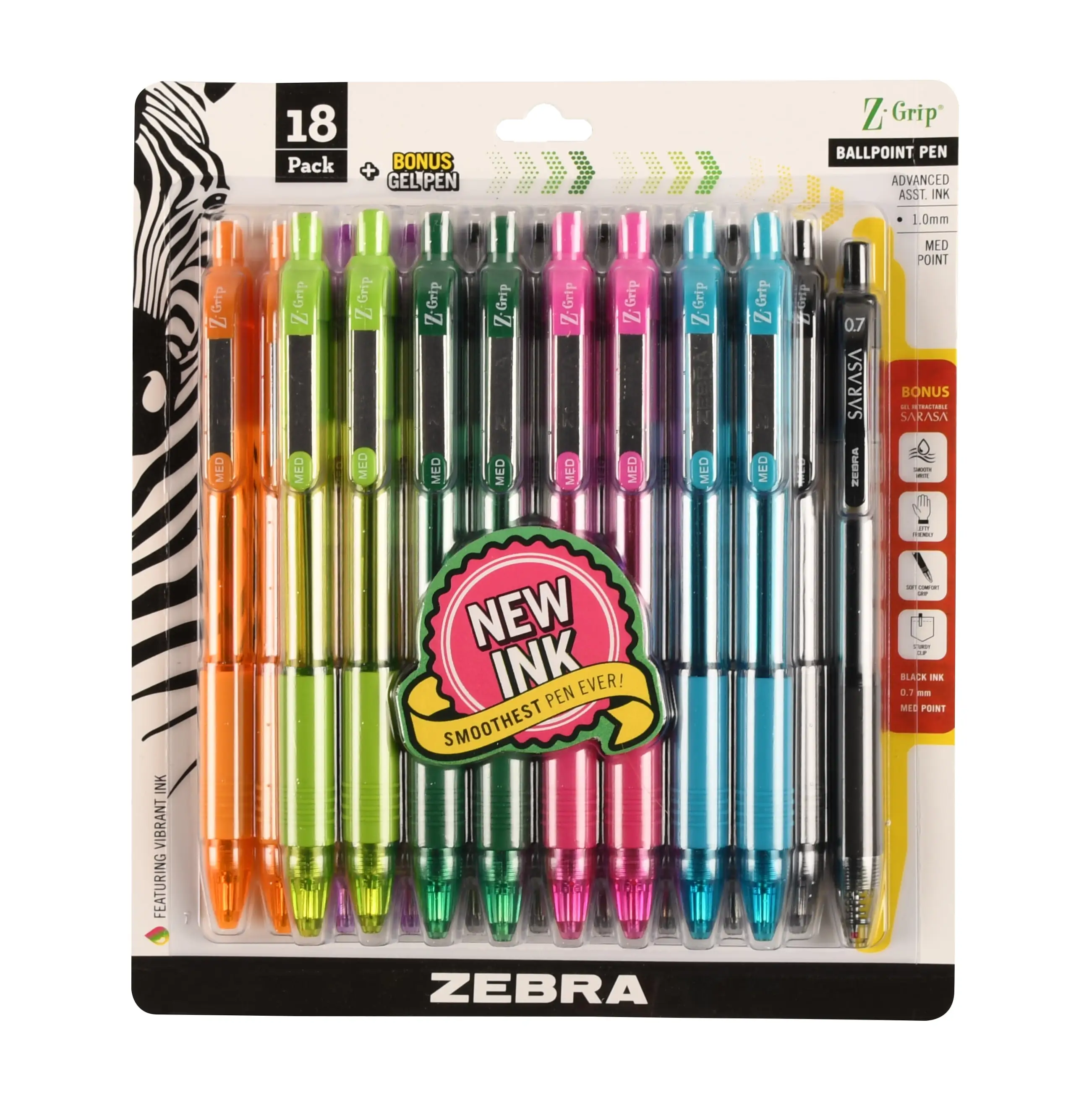 Zebra Pen Z-Grip Retractable Ballpoint 18-Pack bulk set