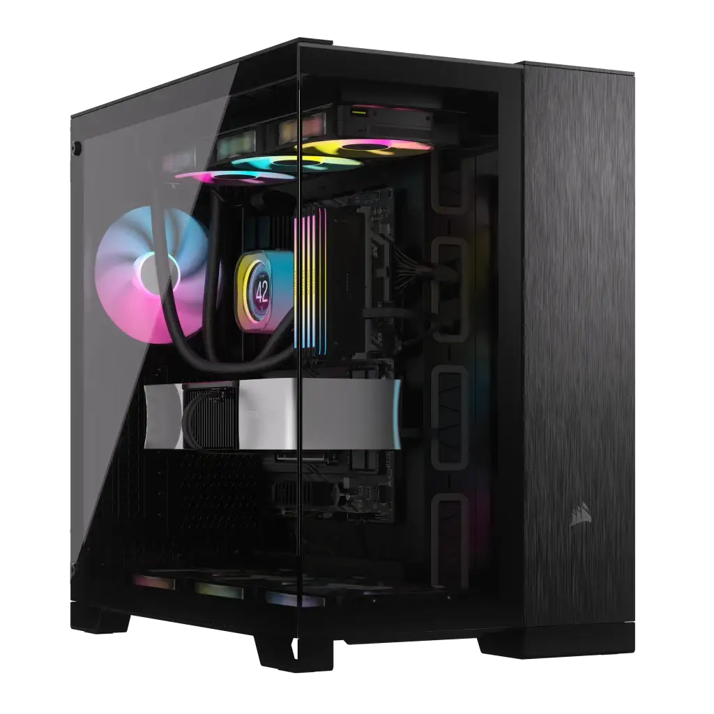 CORSAIR 6500X tempered glass side panel view