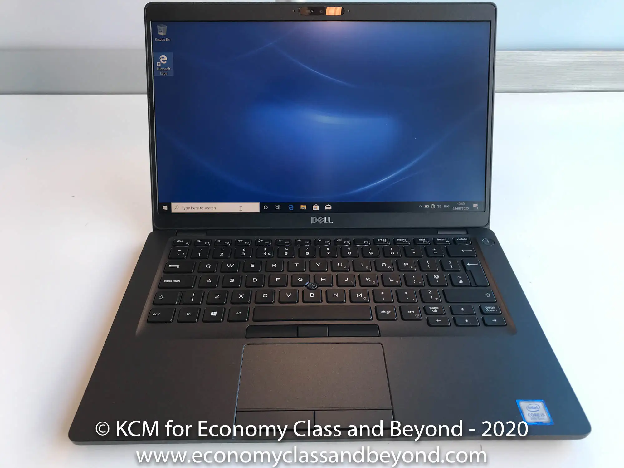 Dell Latitude 5400 laptop open with keyboard close-up