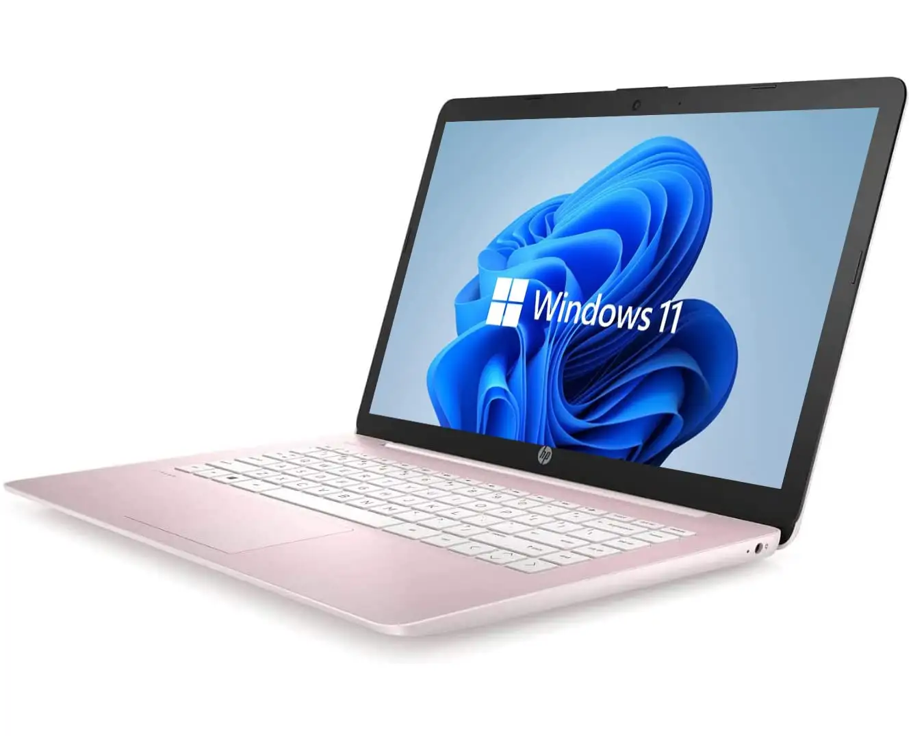 HP 14 Laptop angled view highlighting slim design