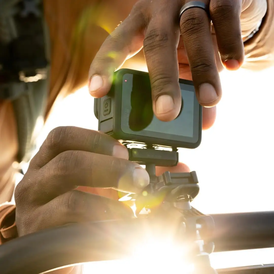 GoPro Magnetic Latch Mount HERO13 in use on mounting base