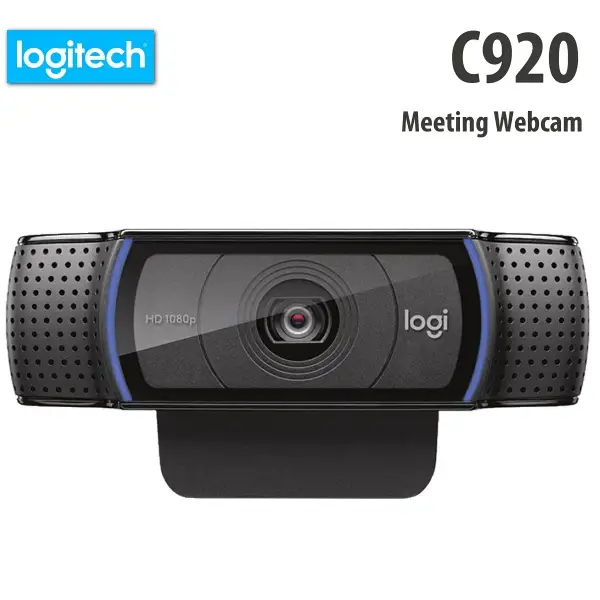 Logitech C920S HD Pro Webcam mounted on monitor