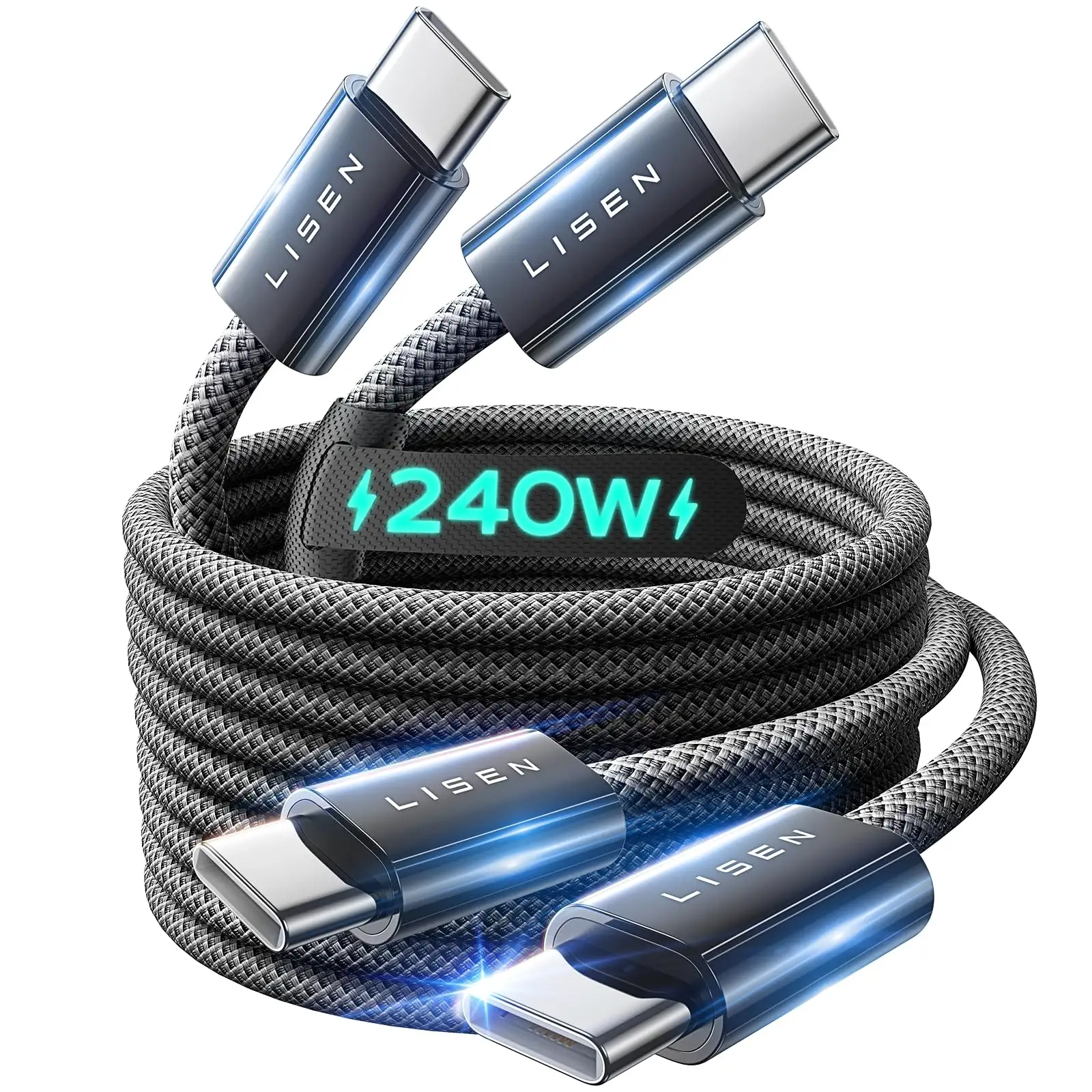 LISEN 240W USB-C cable braided design durability