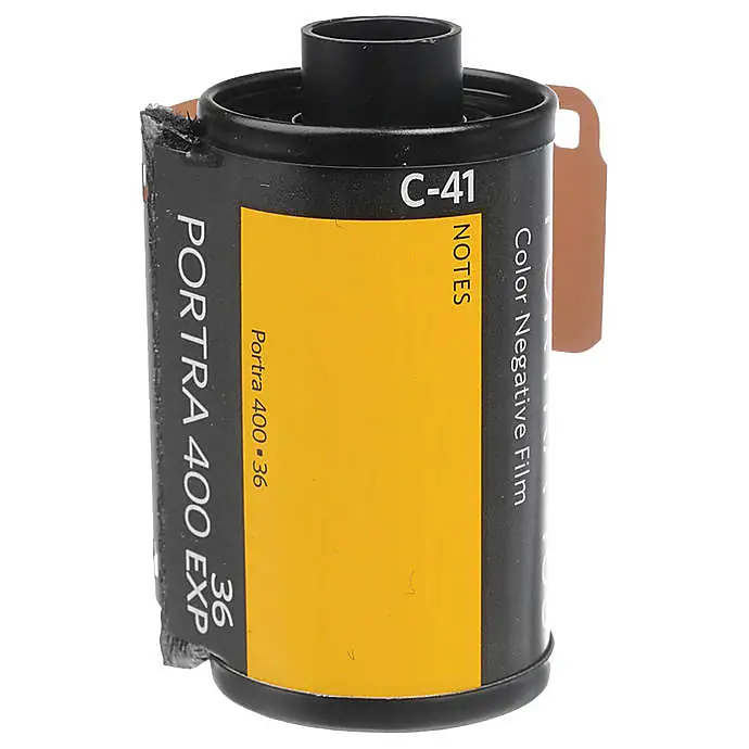 Kodak Portra 400 film roll and packaging