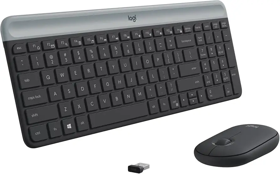 Logitech MK470 Slim Wireless Keyboard and Mouse Combo on desk mat