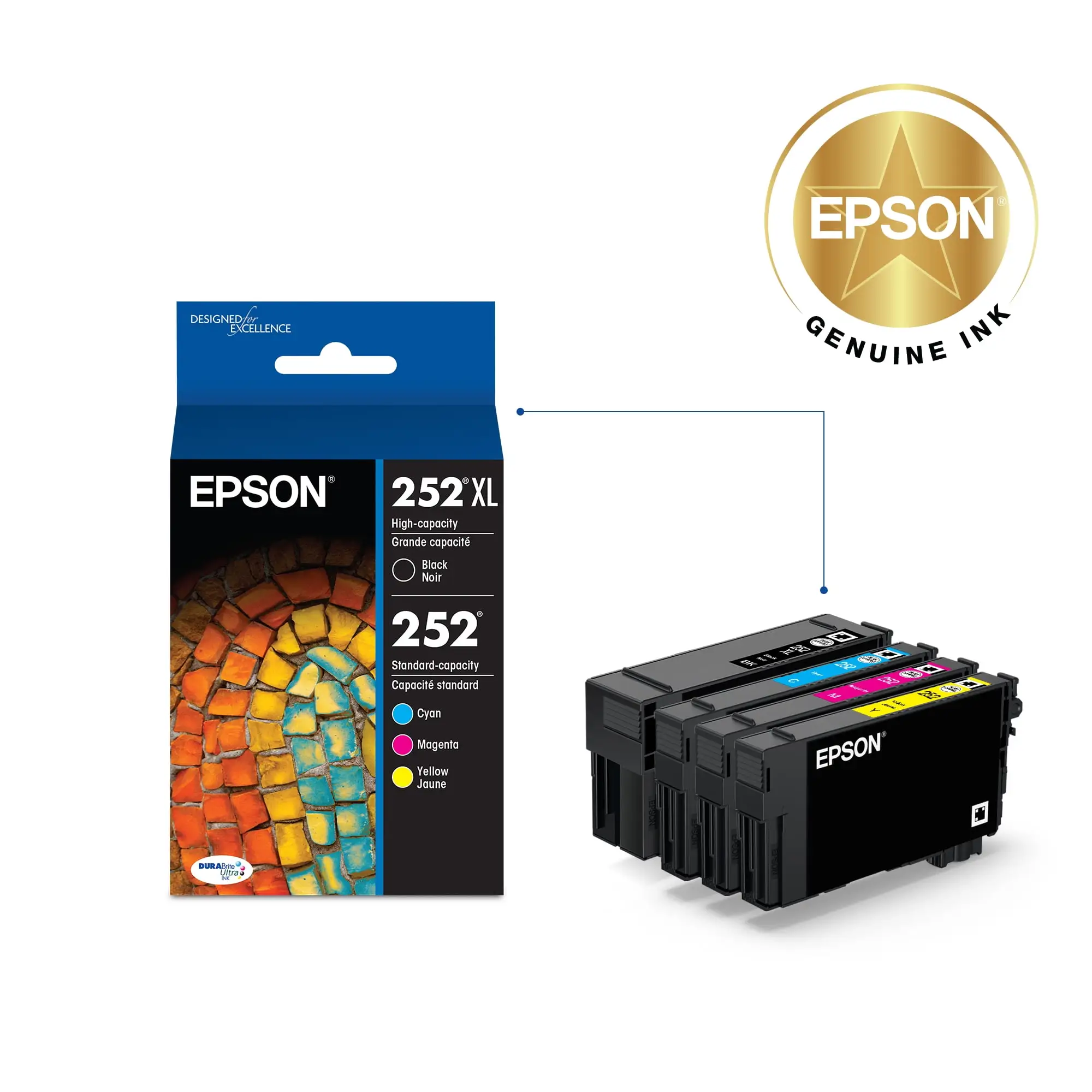 Epson T822XL-XCS ink cartridges combo pack close-up